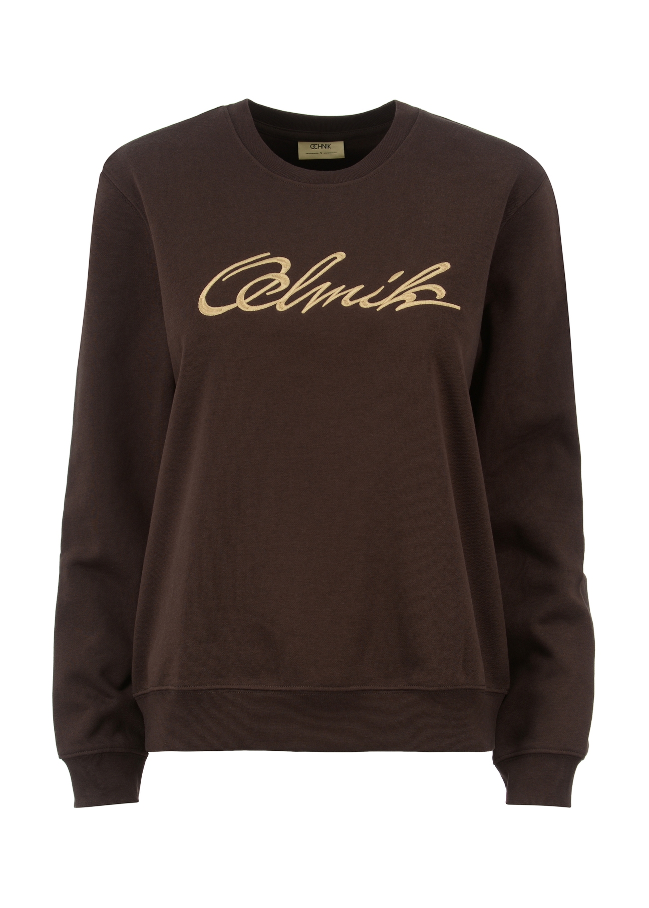 Brązowa bluza damska z logo BLZDT-0084-89(W23)-04