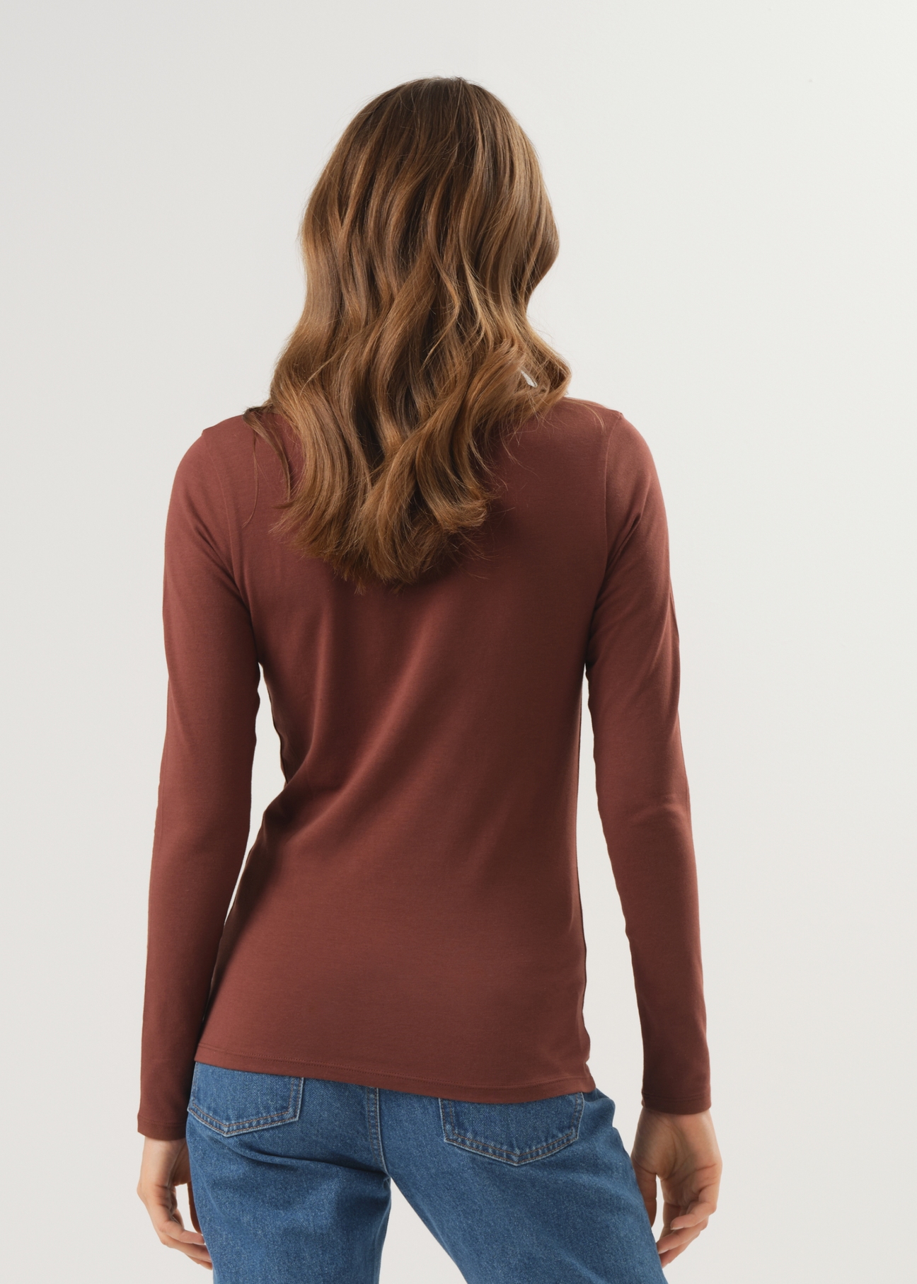 Bluzka longsleeve damska z golfem LSLDT-0040-89(Z23)-03