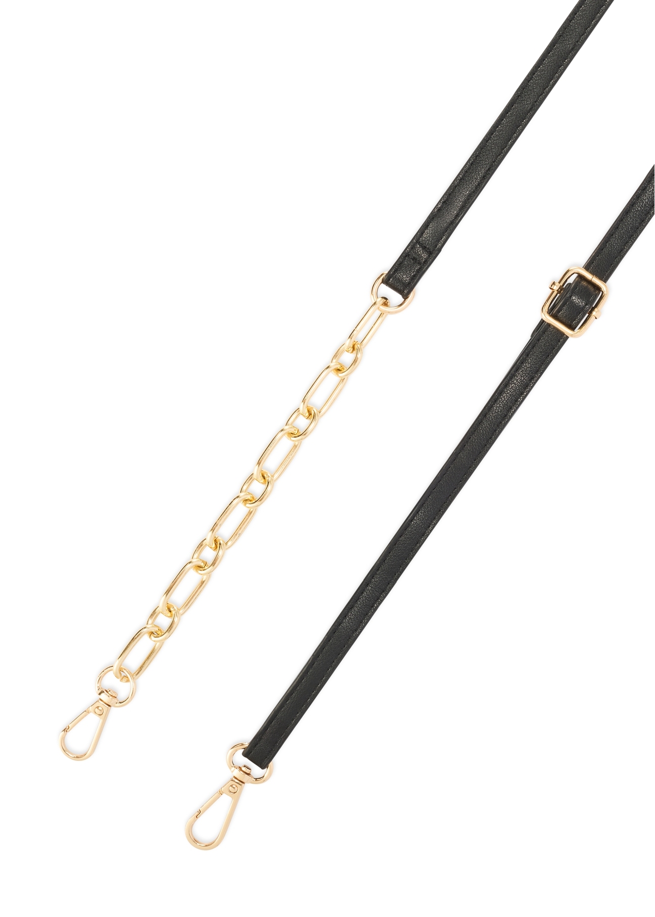 Mała torebka damska w kolorze czarnym TOREC-1178-9P(W26), widok paska produktu na białym tle.