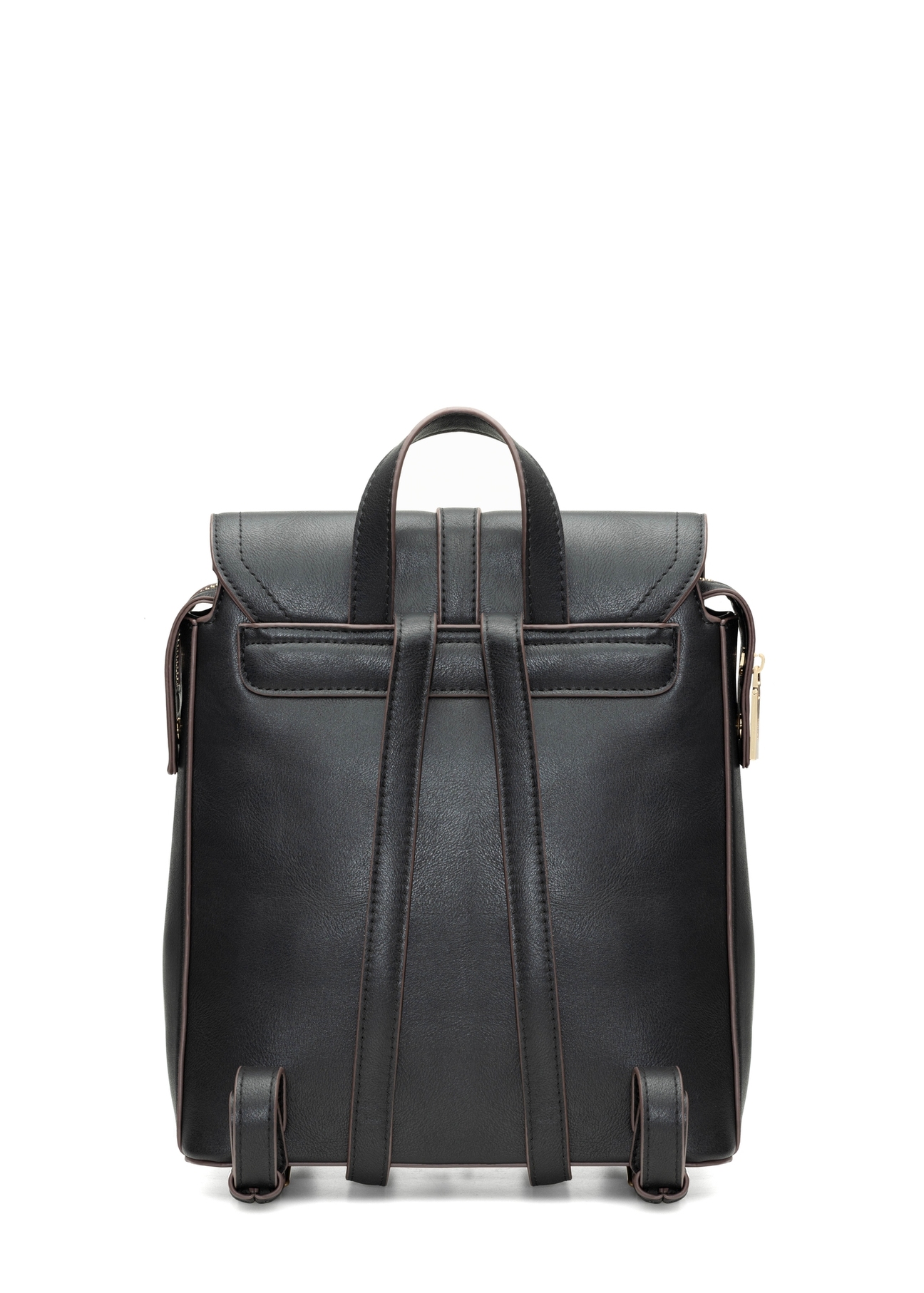 Plecak damski w kolorze czarnym TOREC-1198-99(W26) - widok produktu z tyłu, na białym tle. 