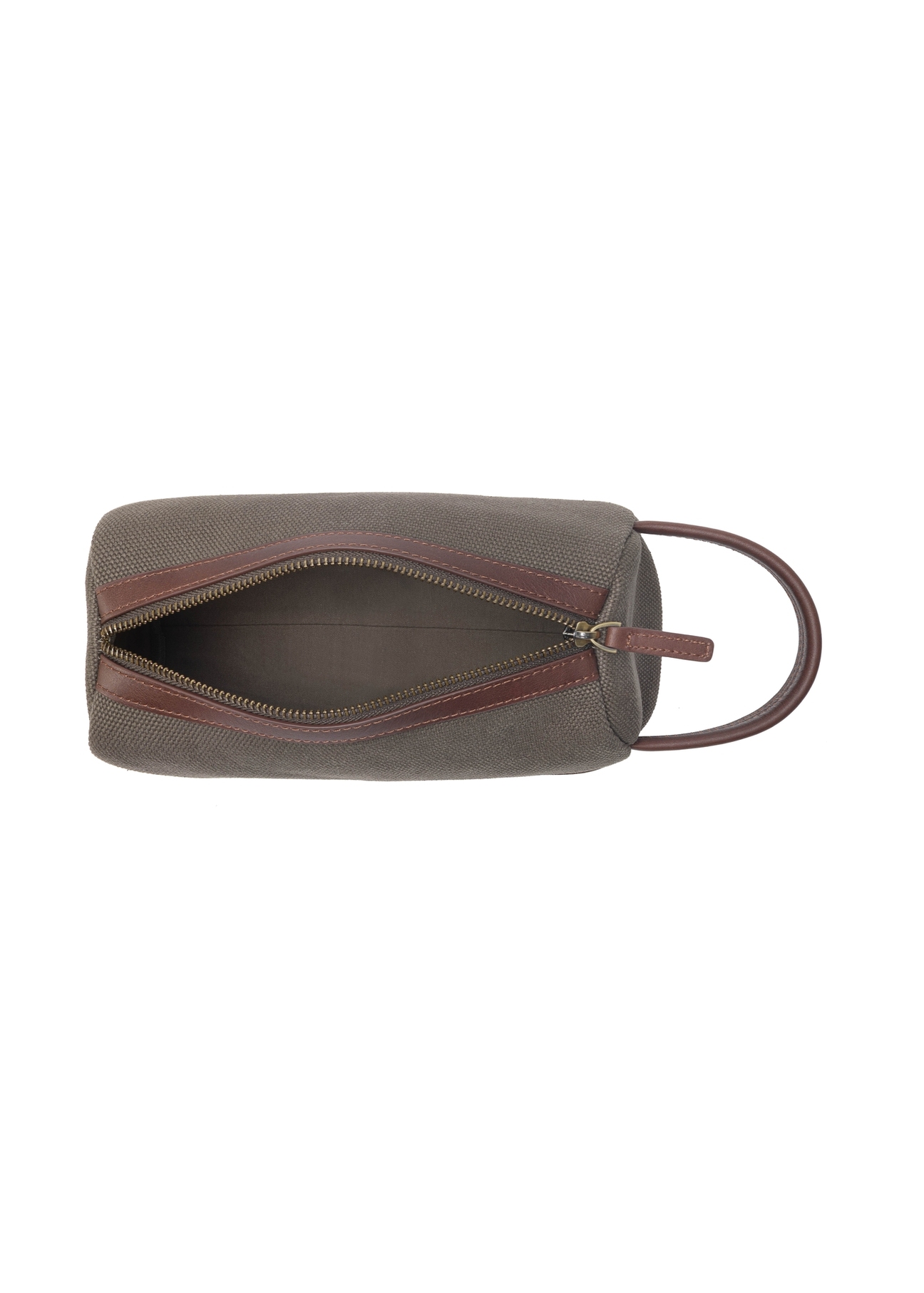 Kosmetyczka męska w kolorze khaki TORMN-0373-55(Z25), widok produktu od środka na białym tle.