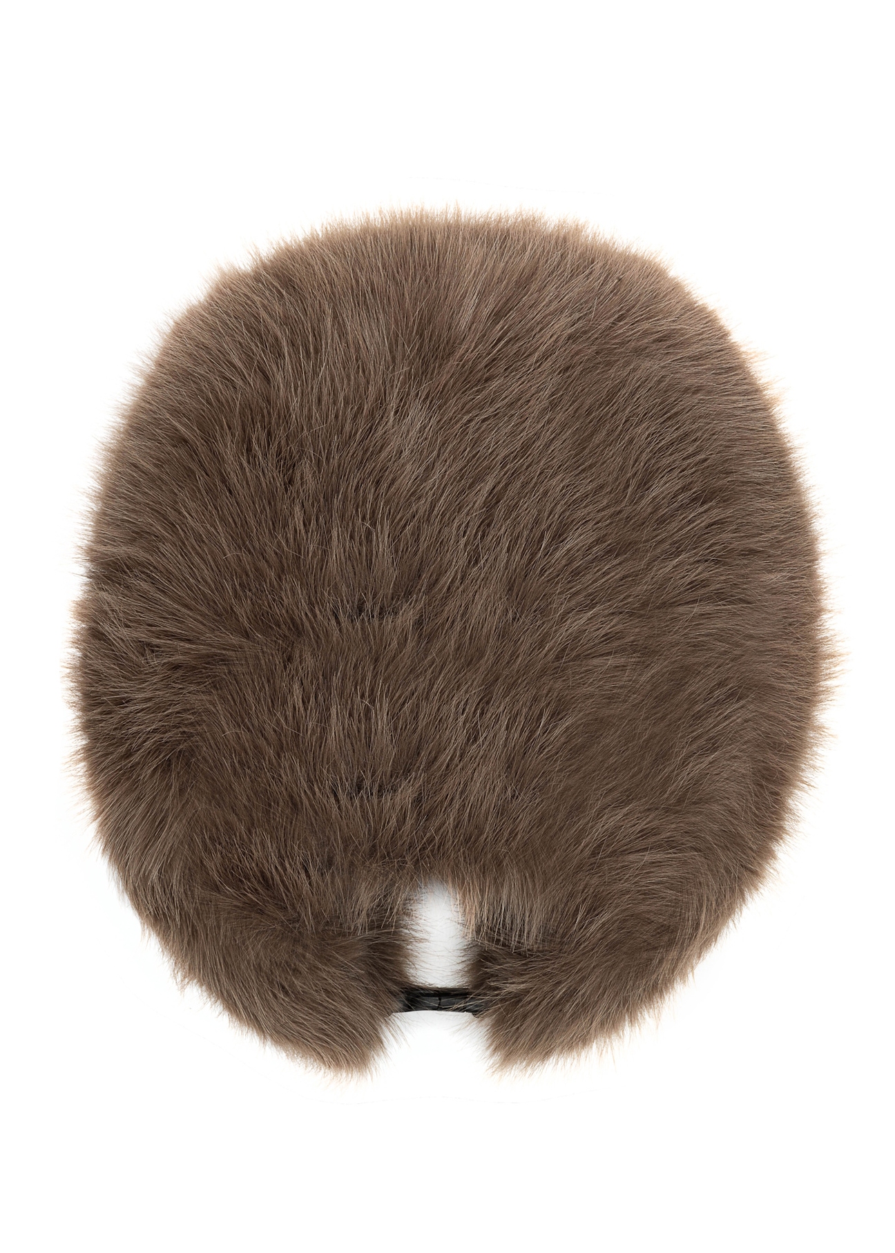 Brązowa czapka uszatka damska CZADF-0047-89(Z25) - widok produktu z góry na białym tle. 