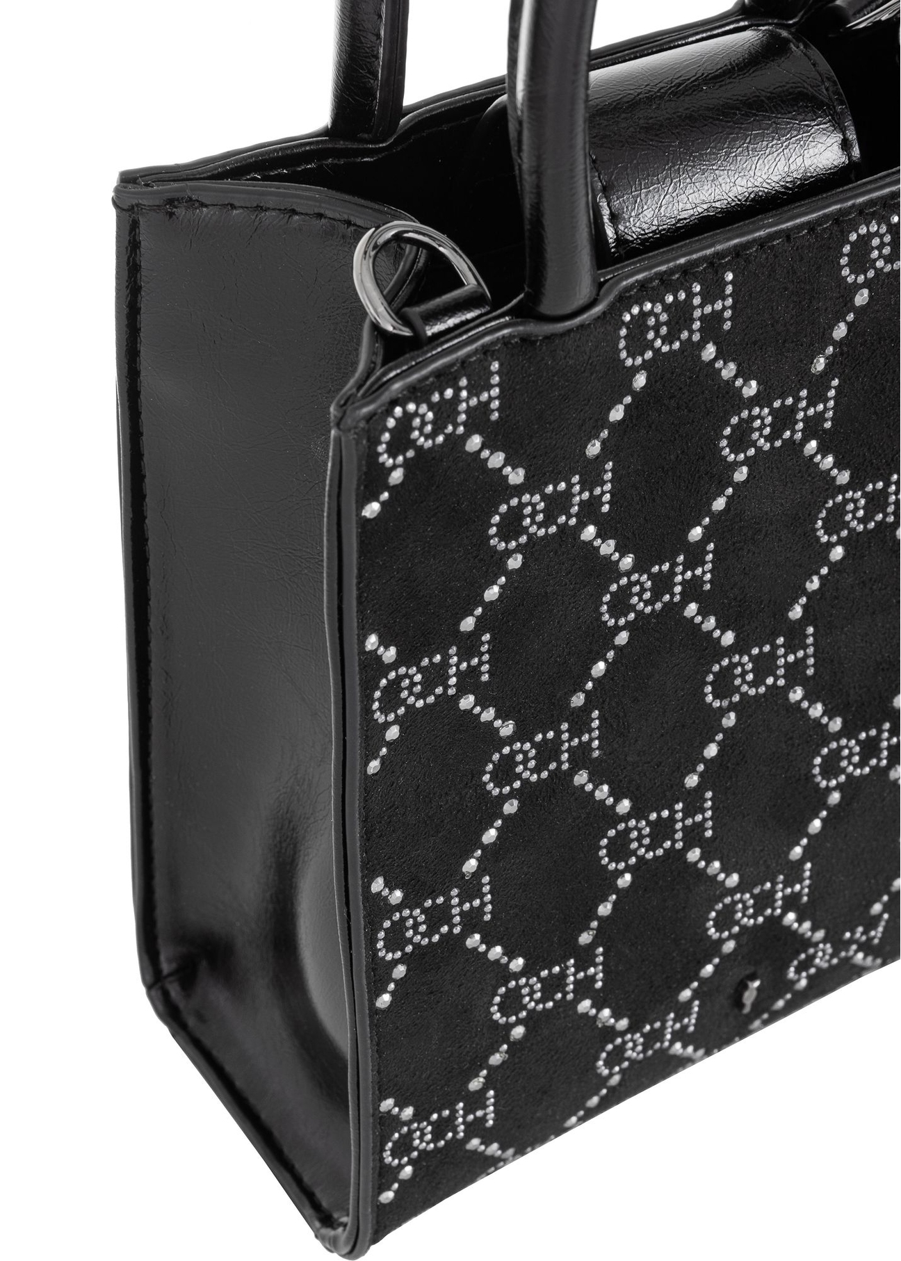 Czarny kuferek damski z monogramem TOREC-0855-99(Z23)-06