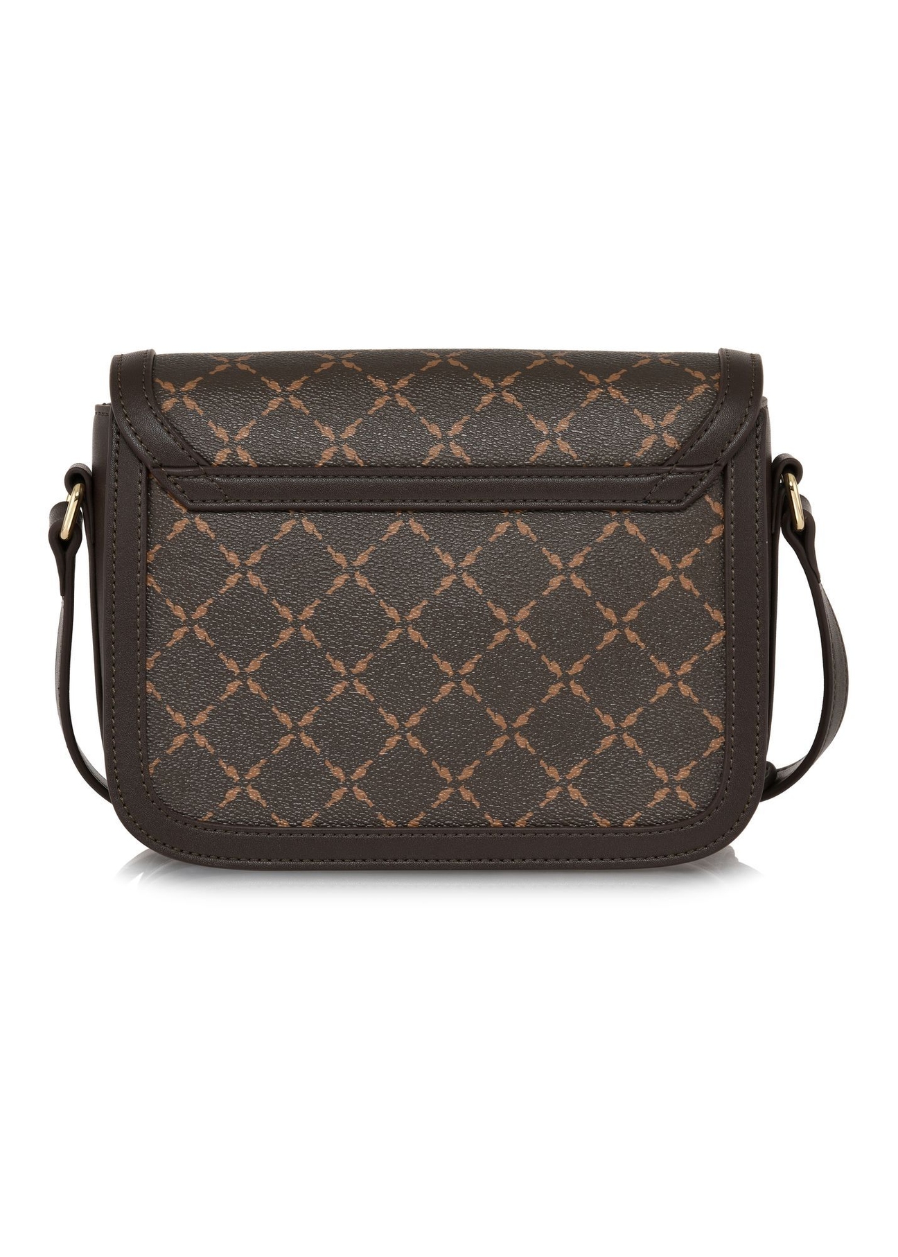 Brązowa listonoszka z monogramem TOREC-0982A-89(Z25) - widok produktu z tyłu na białym tle.