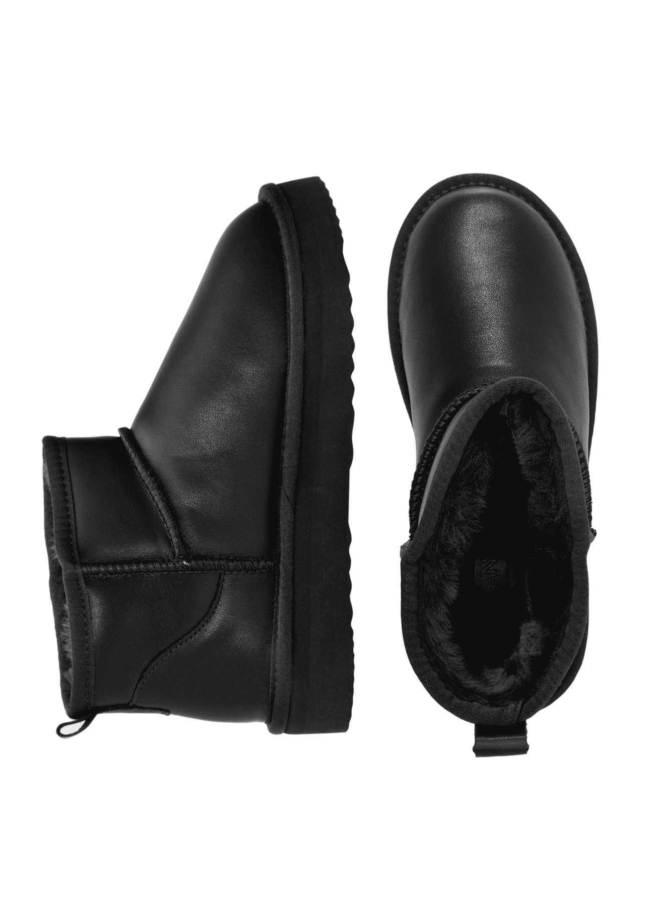 Czarne skórzane śniegowce damskie BUTYD-1219-99(Z25)