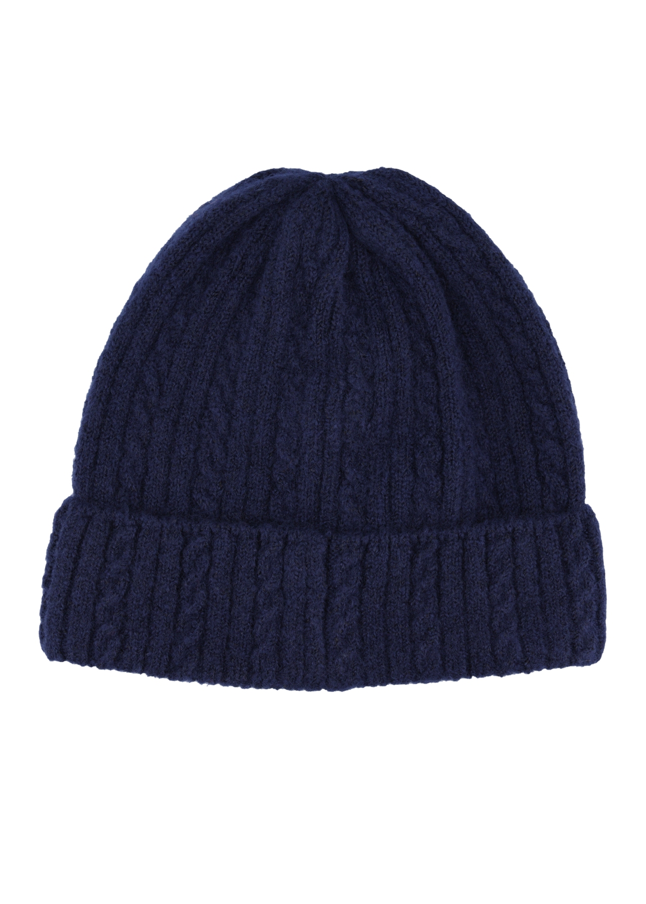 Granatowa czapka damska CZADT-0170-7E(Z26), widok produktu z tyłu na białym tle.