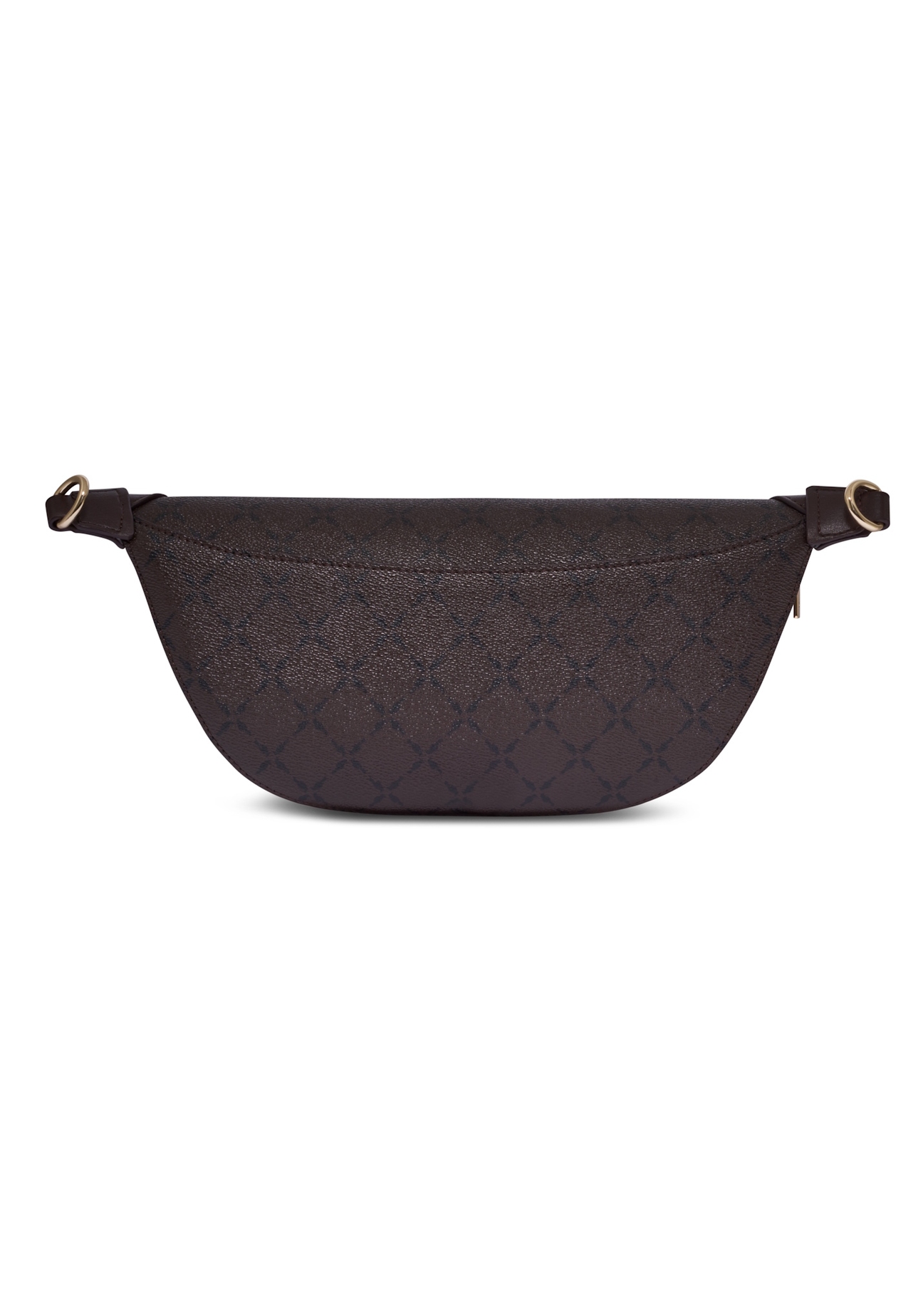 Brązowa nerka z monogramem TOREC-0981-1P(Z26), widok produktu z tyłu na białym tle.