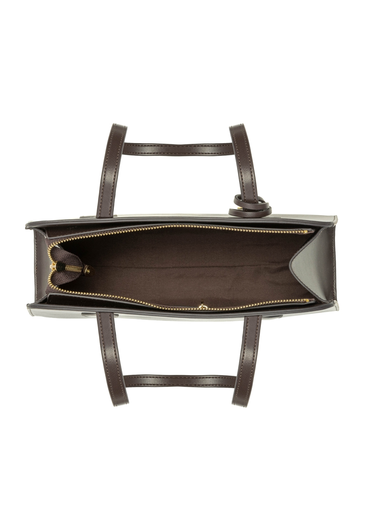 Brązowa torebka na ramię TOREC-1236-1H(W26), widok produktu w środku na białym tle.