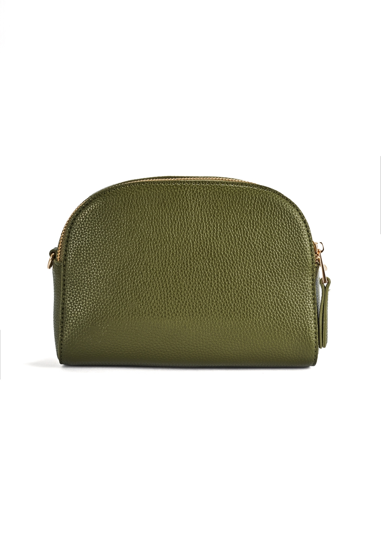 Mała torebka damska khaki TOREC-0036E-55(Z25), widok produktu tyłem na białym tle.
