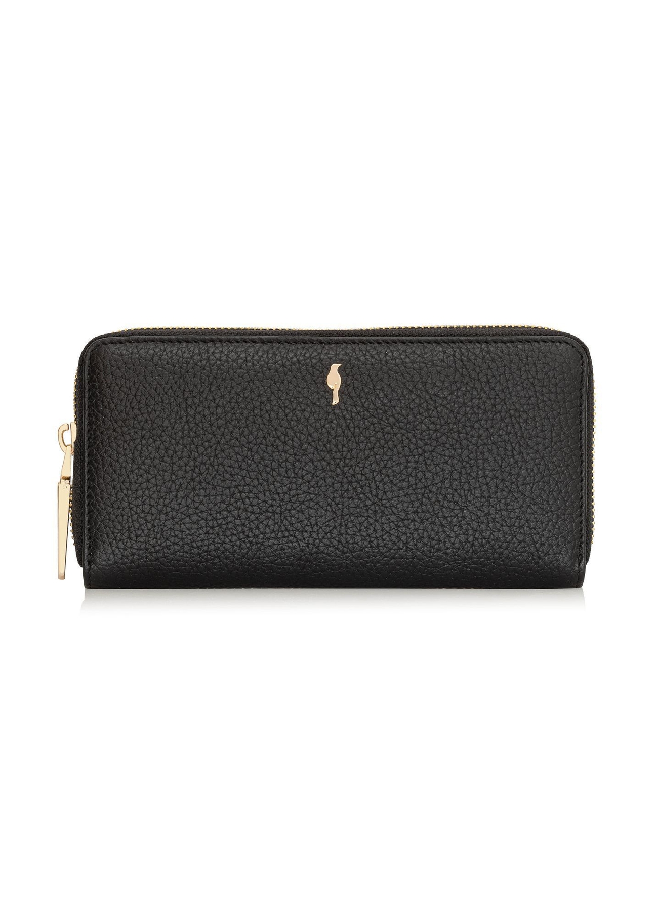 Czarny skórzany portfel damski PORES-0800R-9I(W26), widok produktu z przodu na białym tle.