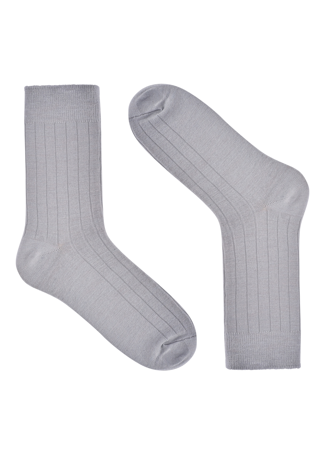 Szare skarpetki z wełny merino SKAMT-0206-9B(Z26), widok produktu od przodu na białym tle.