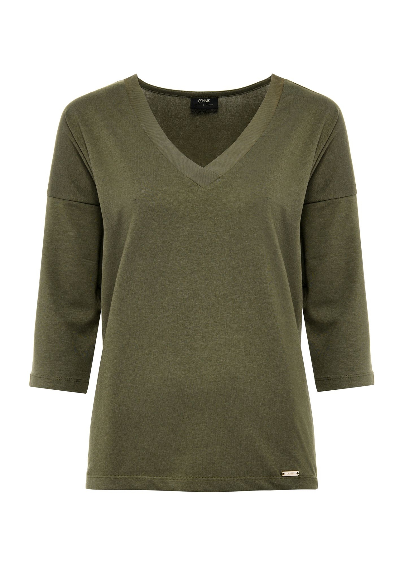 Khaki bluzka damska BLUDT-0156-55(W25)-04