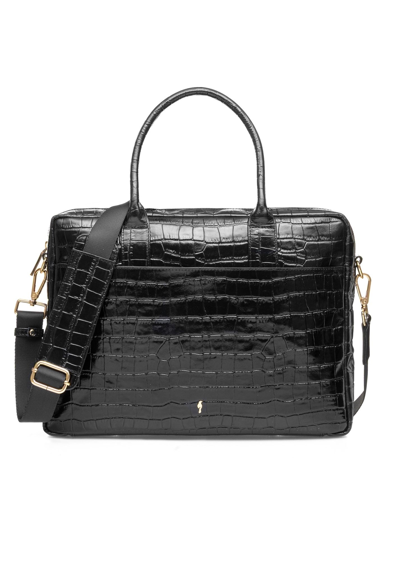 Skórzana elegancka torba damska croco TORES-1128E-99(Z25), widok produktu od przodu na białym tle.