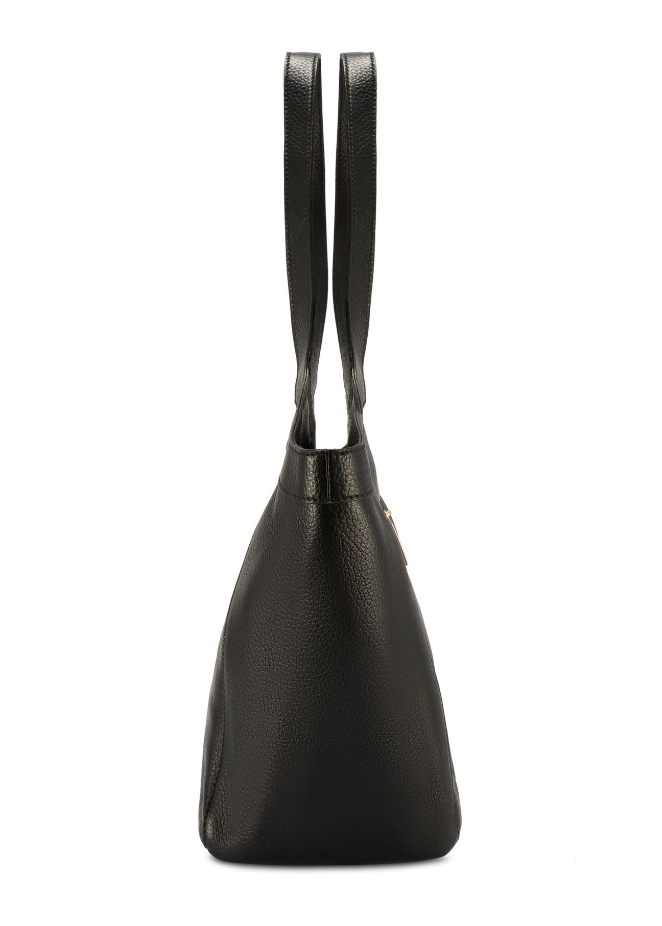 Duża skórzana torebka damska TORES-1205-9I(W26) - widok produktu z boku, na białym tle. 