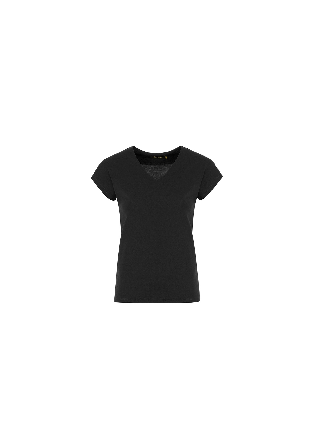 Czarna bluzka basic damska BLUDT-0075-99(W20)-01