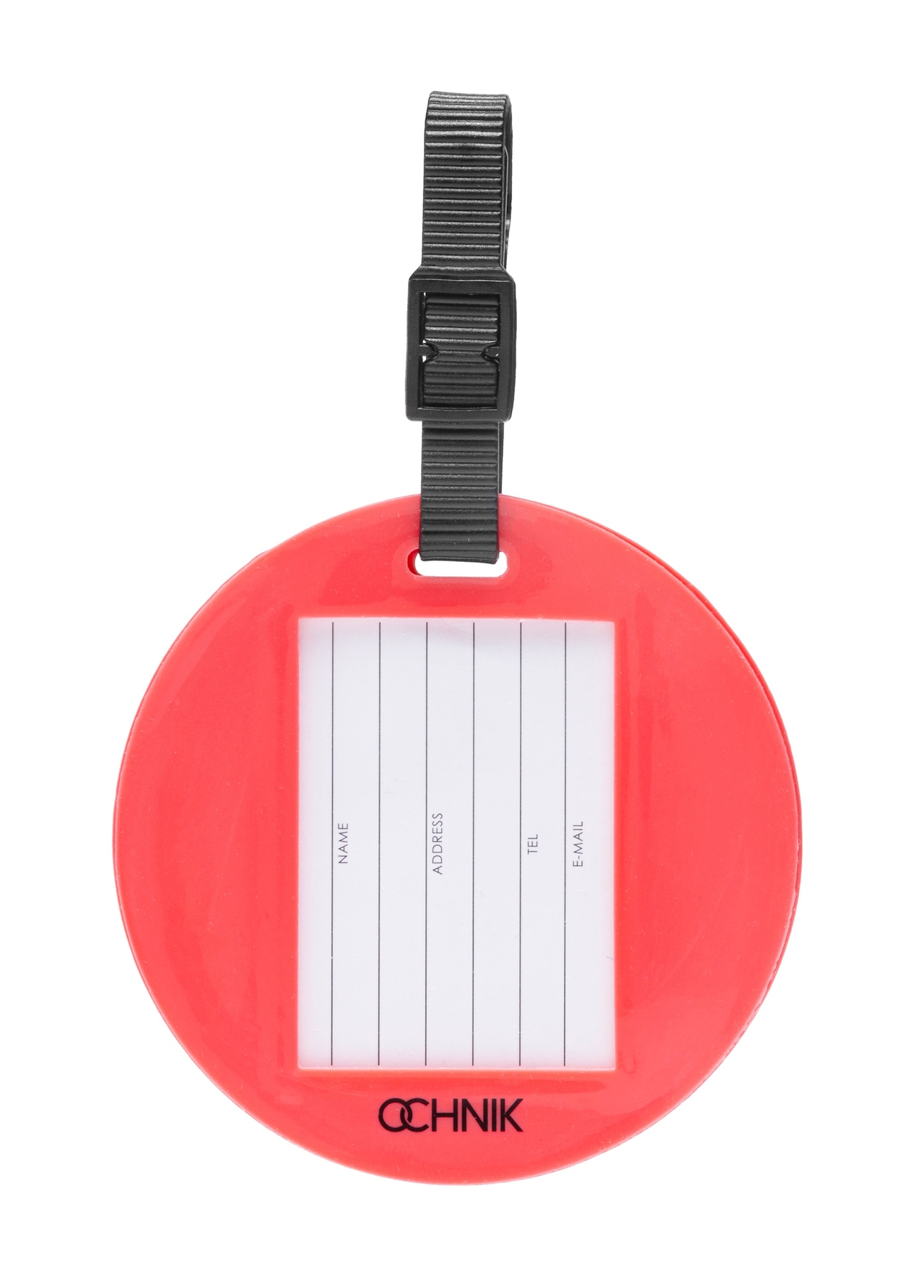 Identyfikator do bagażu AW-012-0010-31(W25), widok produktu z tyłu na białym tle.