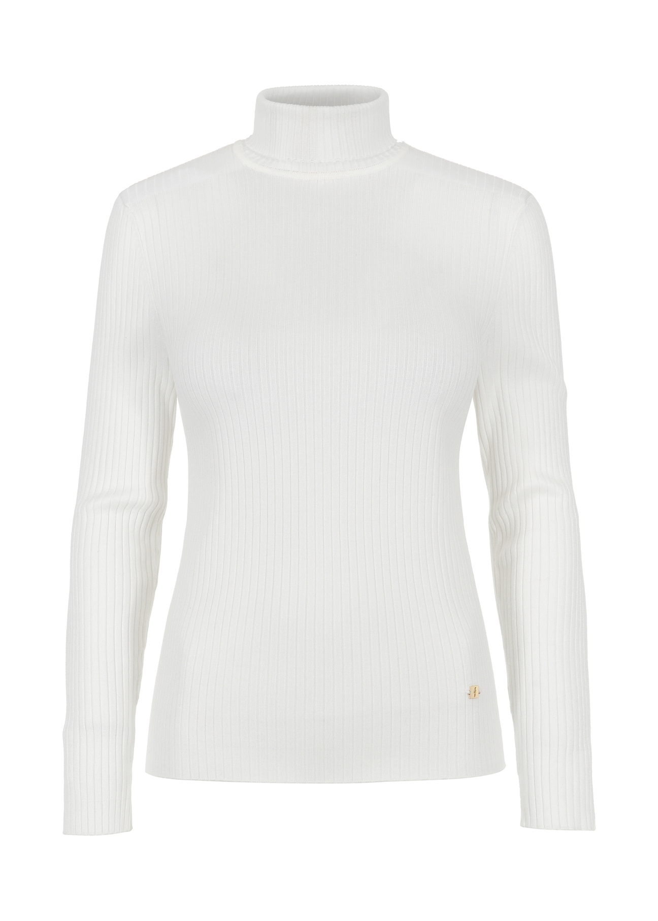 Kremowy sweter damski z golfem SWEDT-0184-12(Z23)-03