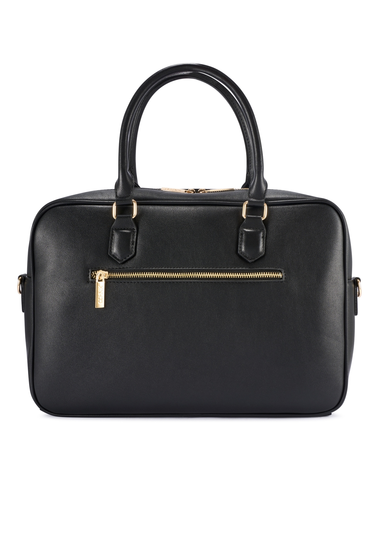 Czarna torba na laptopa damska TOREC-1209-99(W26) - widok produktu z tyłu, na białym tle. 