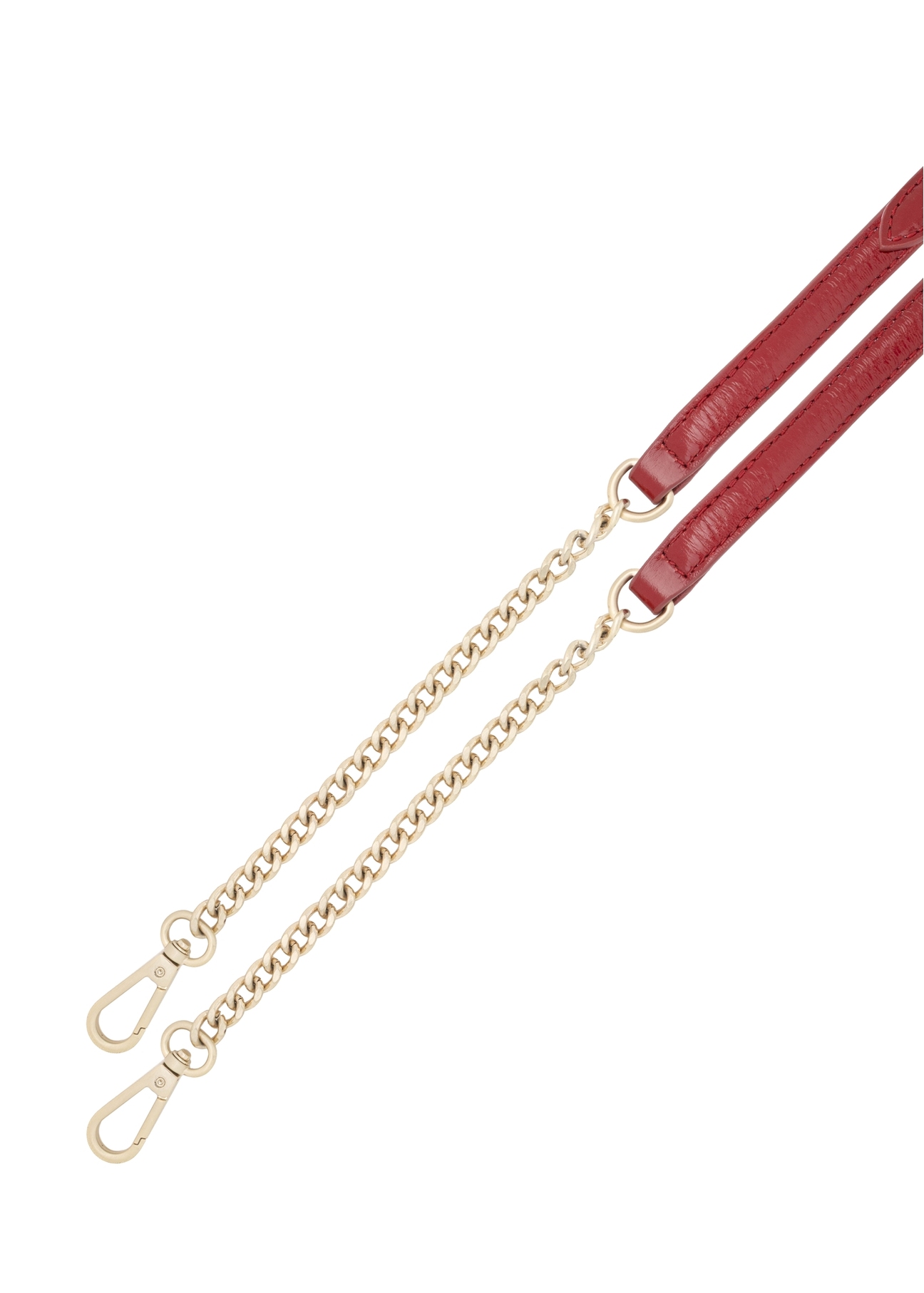 Czerwona skórzana torebka hobo TORES-1216-4B(W26), zbliżenie na pasek produktu, widok na białym tle.