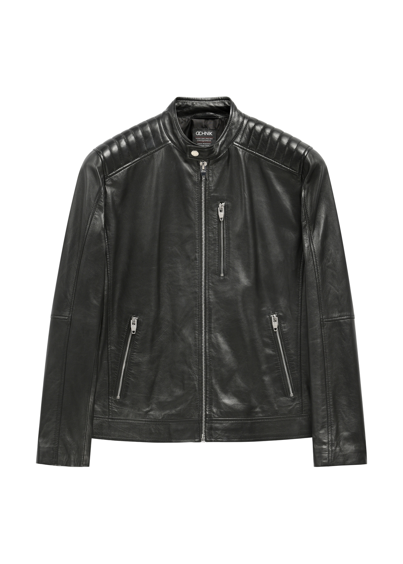 Skórzana kurtka męska ze stójką KURMS-0191A-99(KS)