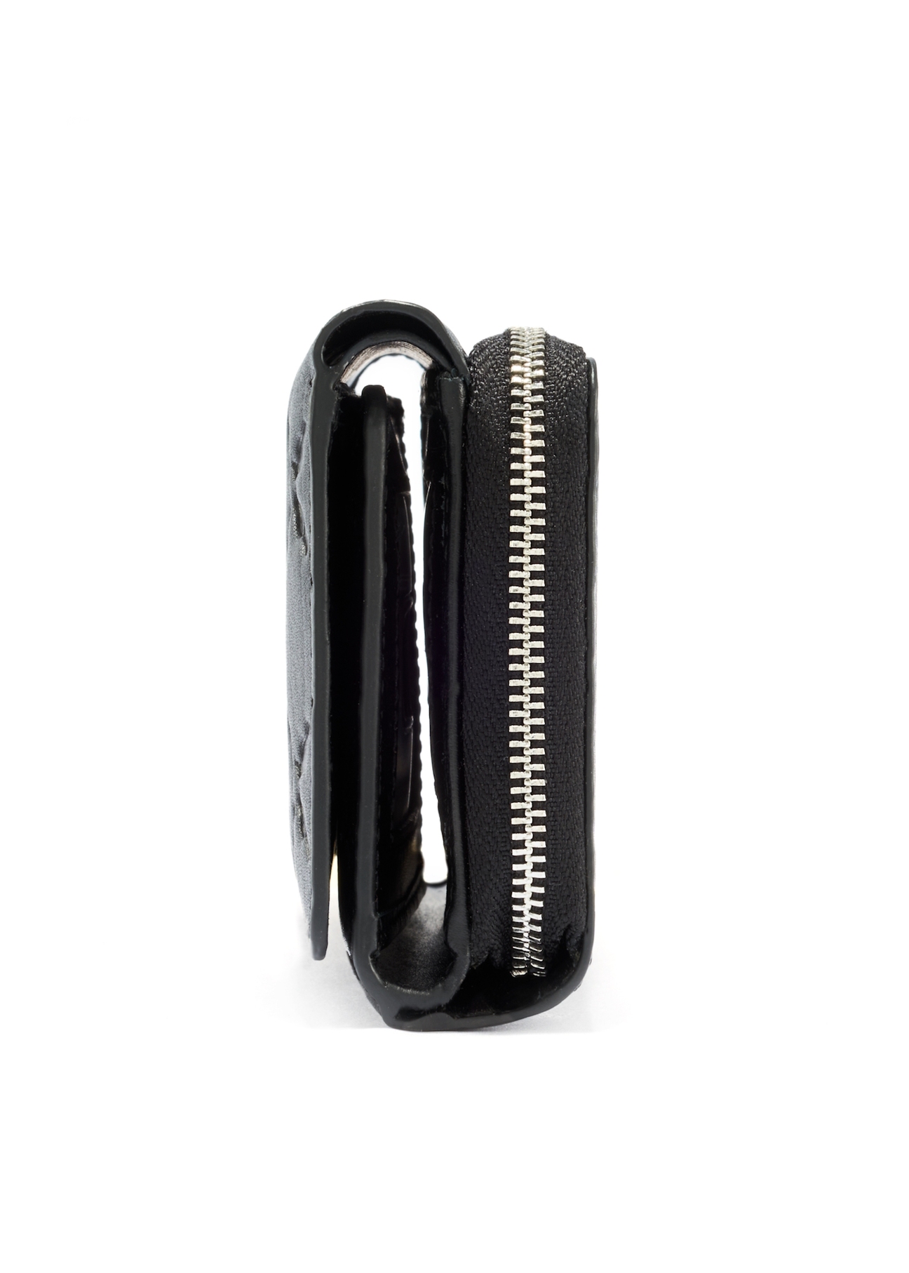 Czarny skórzany portfel damski z monogramem PORES-0882A-99(W25)