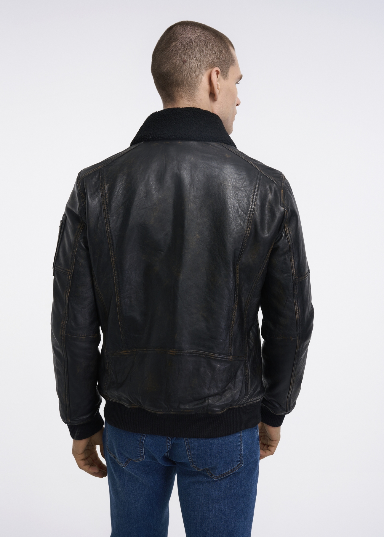 Kurtka skórzana męska w stylu bomber jacket KURMS-0286-1251(Z22)-03
