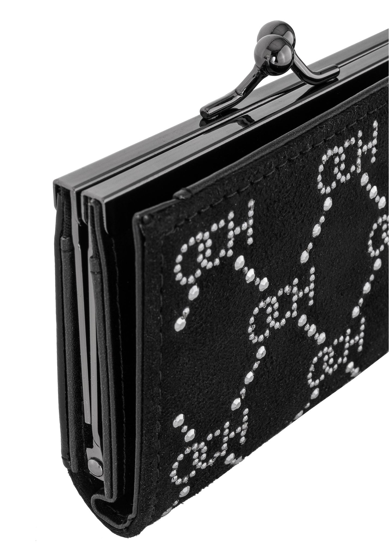 Czarny mały portfel z monogramem damski POREC-0342-99(Z23)-06