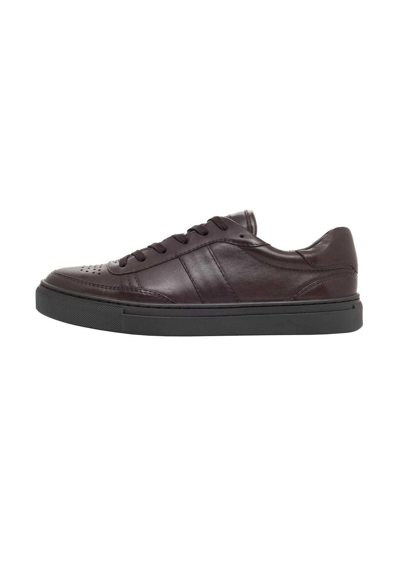 Skórzane sneakersy damskie w kolorze ciemnobrązowym BUTYD-1294-1I(Z26)
