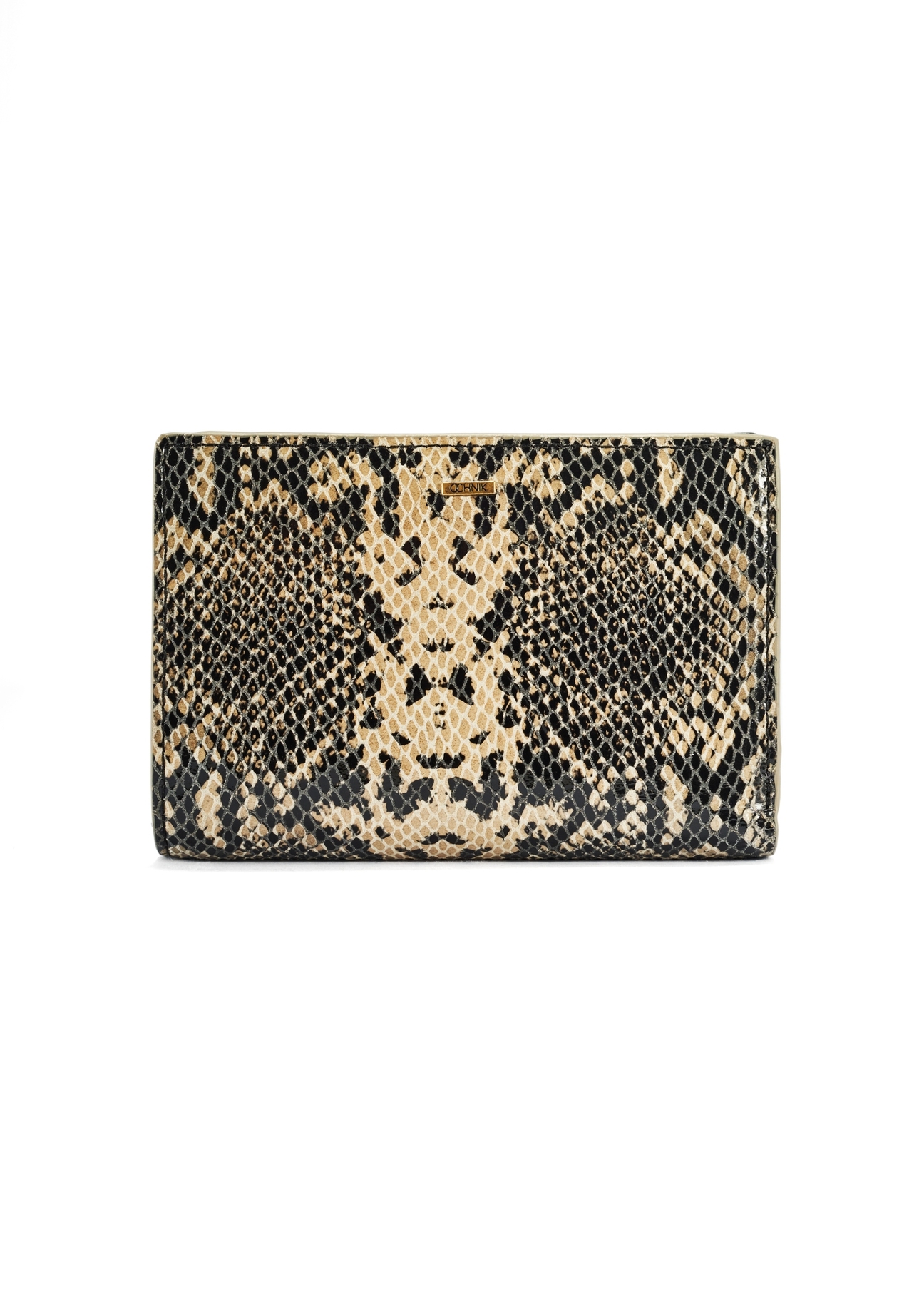 Średni skórzany portfel animal print PORES-0950-81(W25) - widok produktu z przodu na białym tle. 