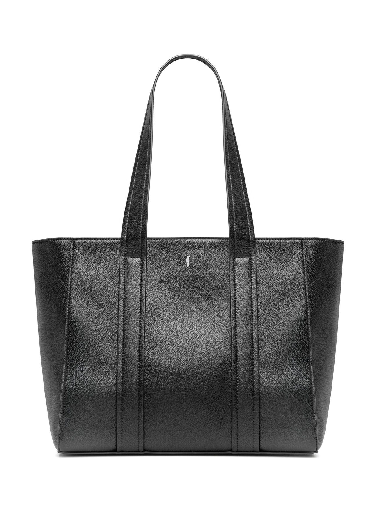 Czarna torebka damska shopper TOREC-1133-99(W26), widok produktu od przodu na białym tle.