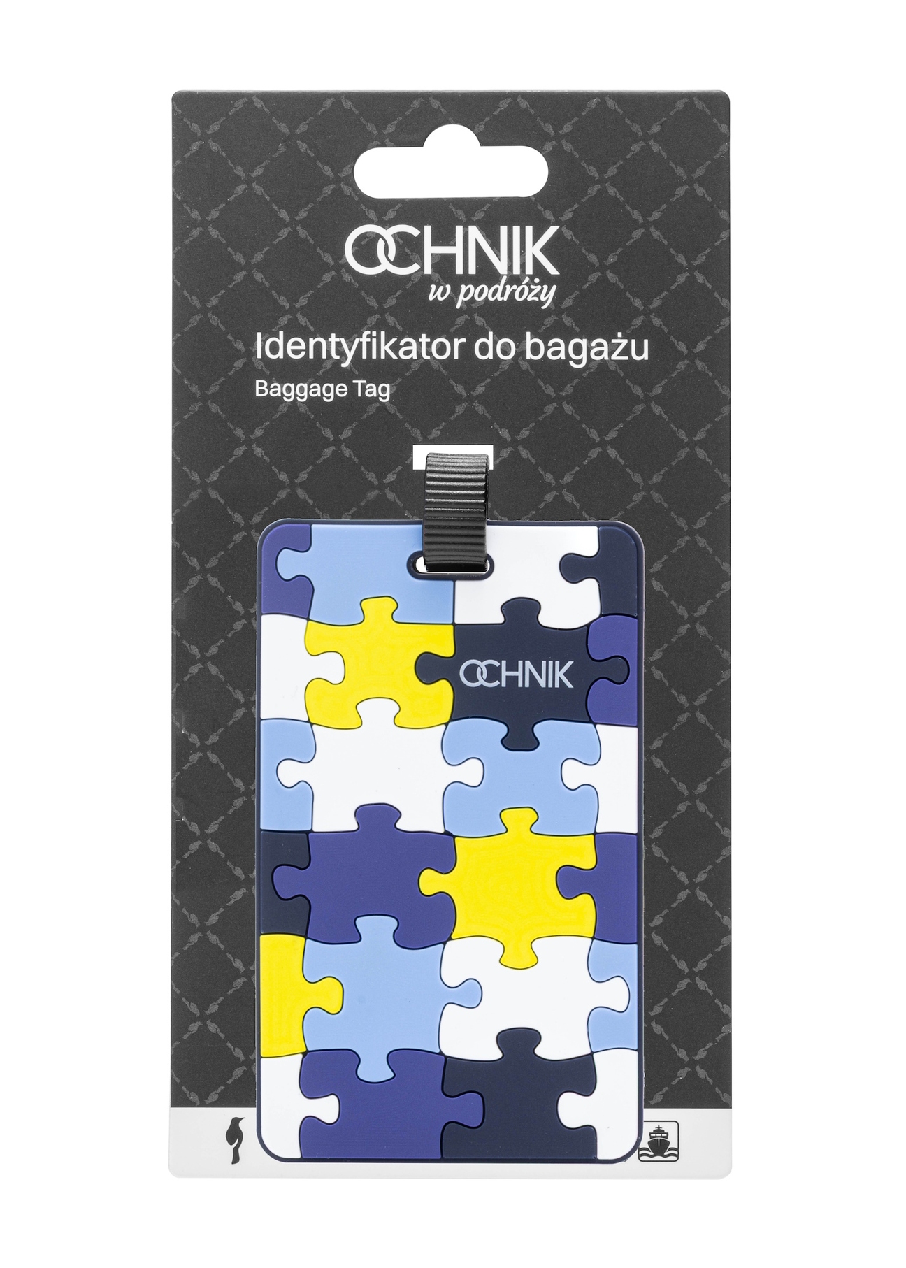 Identyfikator do bagażu AW-012-0001-61(W25), widok produktu z przodu na białym tle.