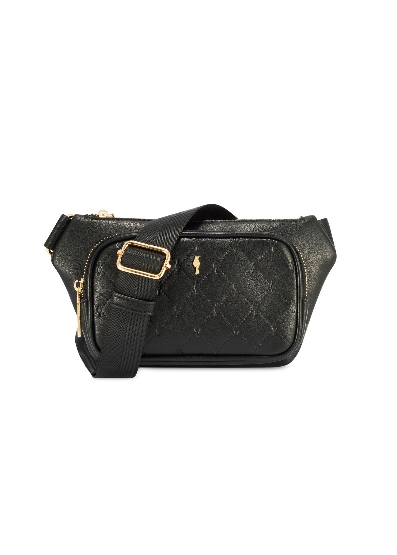 Czarna nerka damska z monogramem TOREC-1192-9P(W26) - widok produktu z przodu, na białym tle.