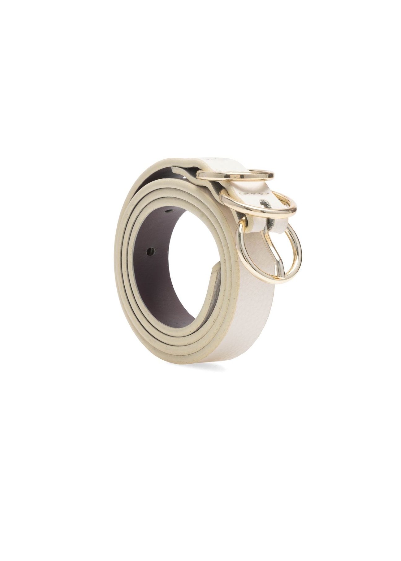 Skórzany biały pasek damski PASDS-0320-0B(W26), widok produktu skosem na białym tle.