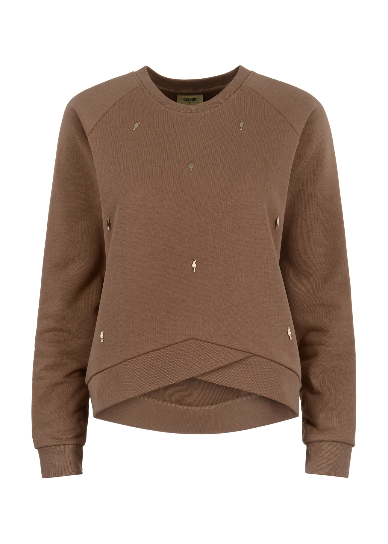 Brązowa bluza damska z zawieszkami BLZDT-0091-24(Z23)-03