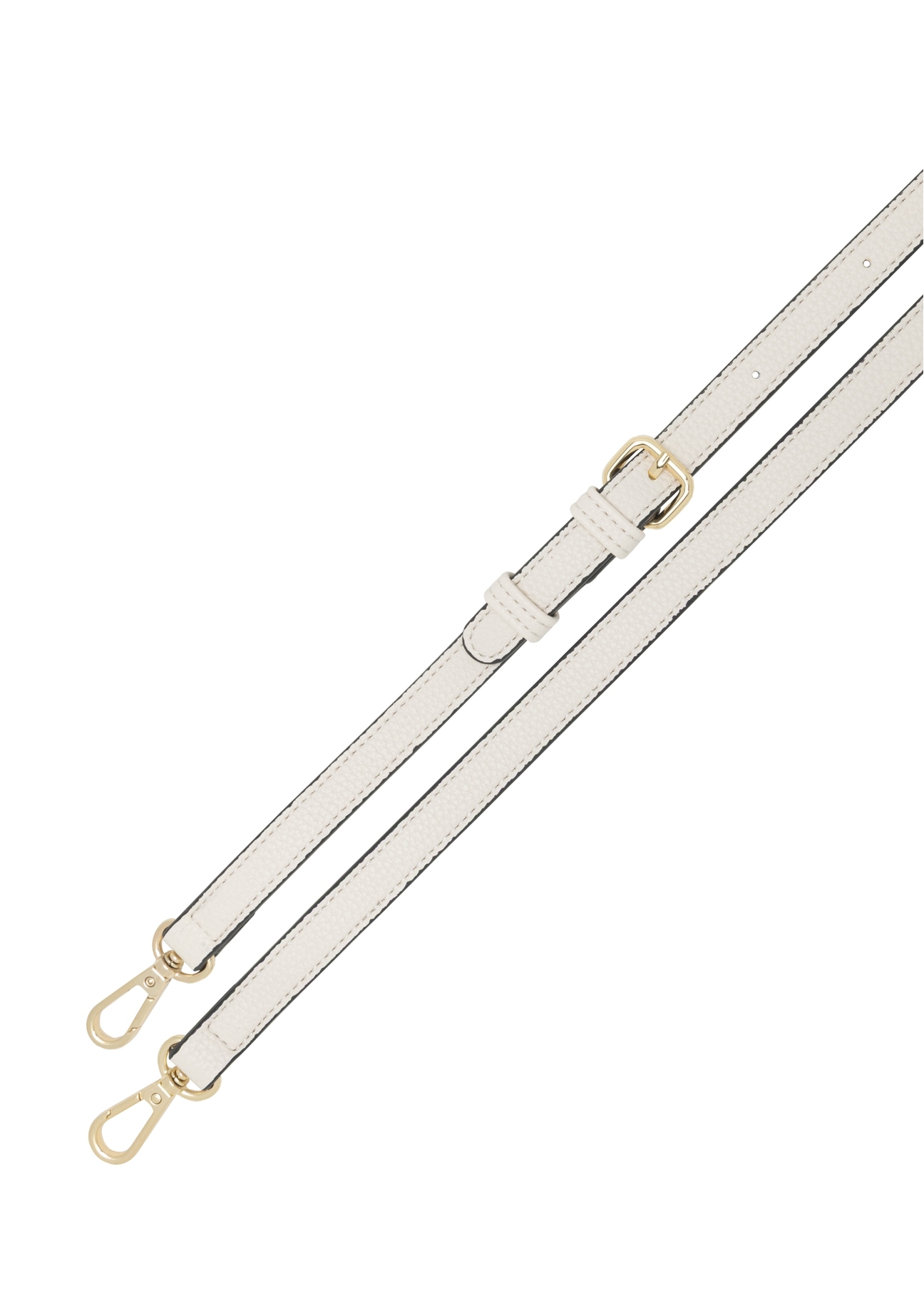 Kremowa nerka damska z monogramem TOREC-1157-0P(W26) - widok na paski, na białym tle. 