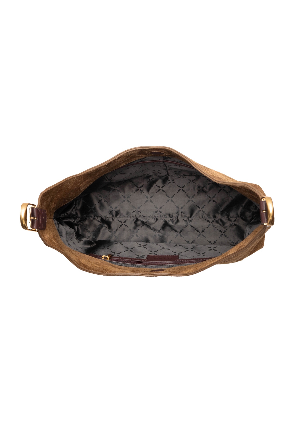 Brązowa skórzana torebka damska TORES-1302-1D(W26), widok produktu w środku na białym tle.