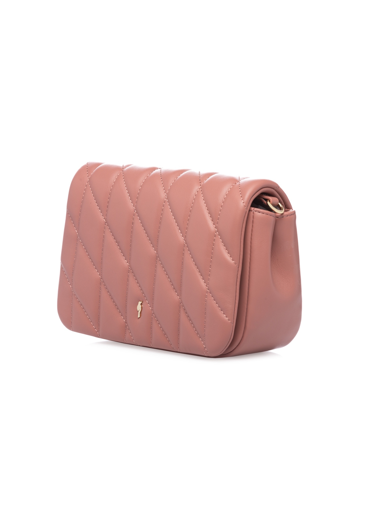 Ciemnoróżowa torebka damska z przeszyciami TOREC-1151-5D(W26), widok produktu skosem na białym tle.