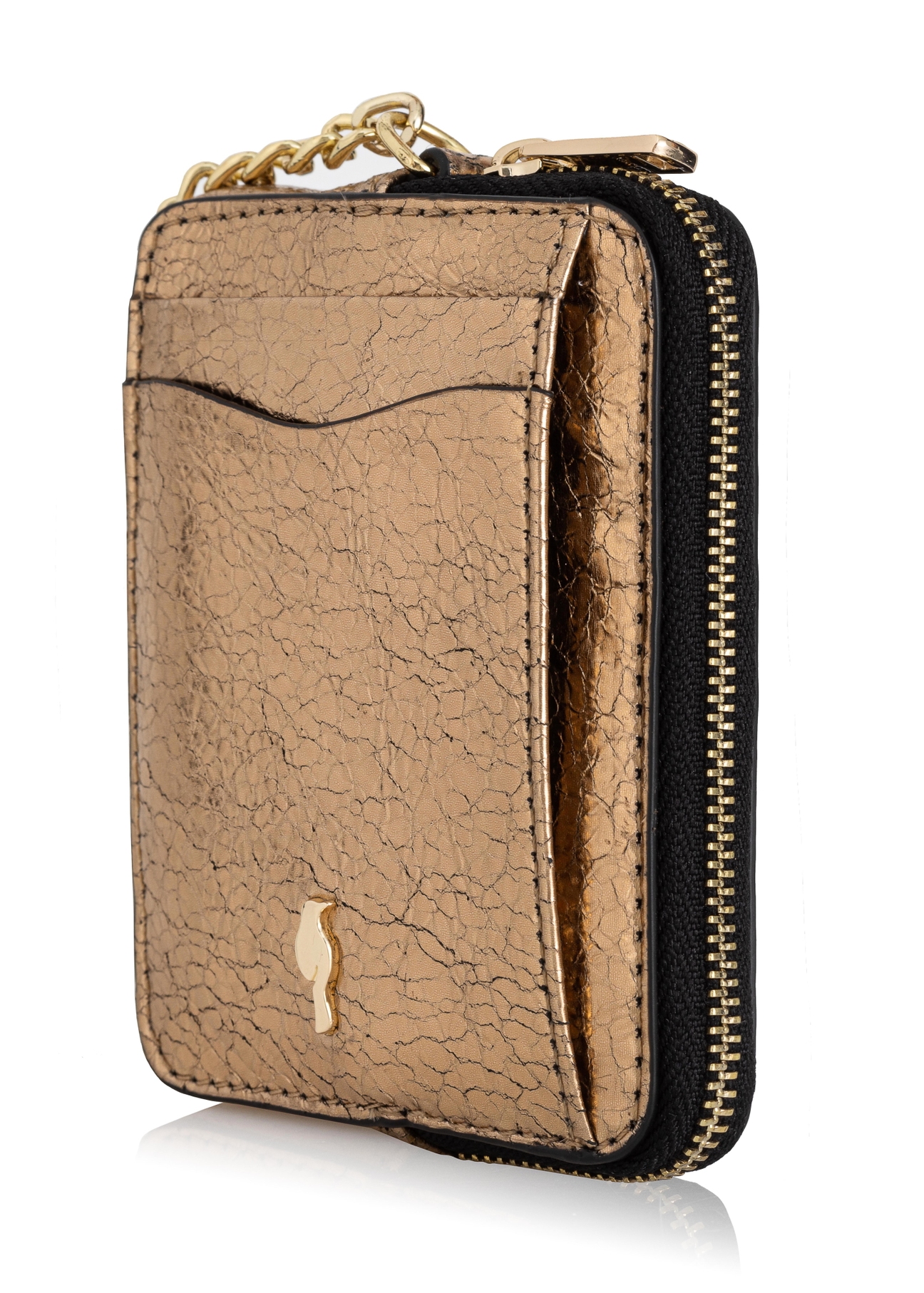 Mały złoty skórzany portfel damski PORES-0879-28(Z23)-05