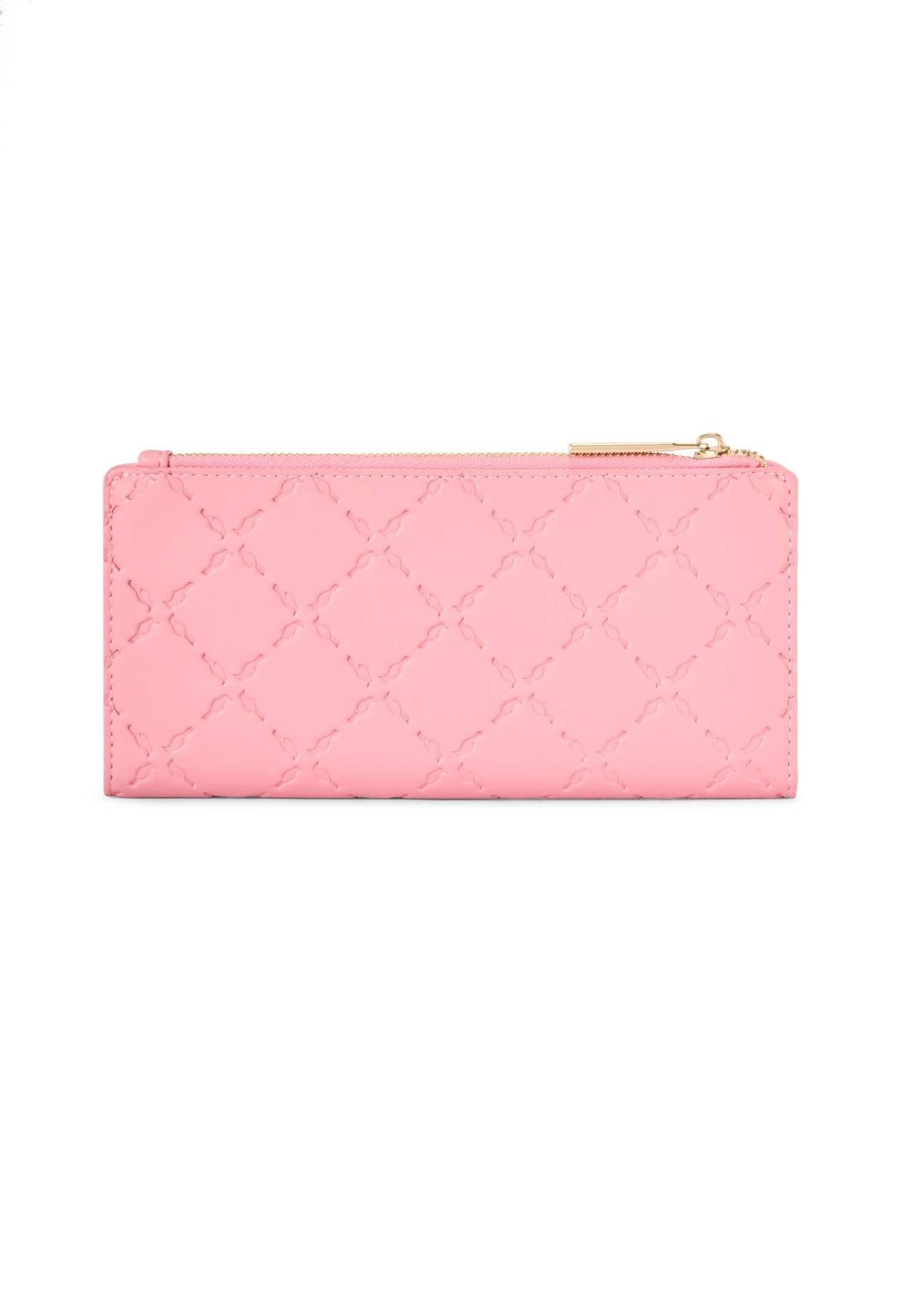 Różowy duży portfel damski POREC-0406-5B(W26) - widok produktu z tyłu, na białym tle. 