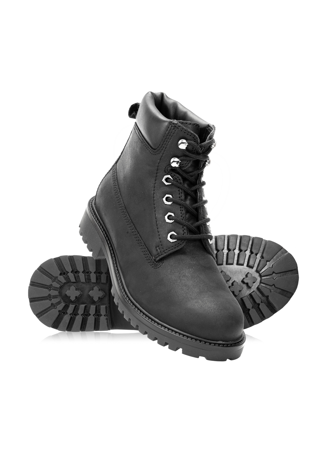 Czarne skórzane sznurowane botki męskie BUTYM-0514-99(Z25)