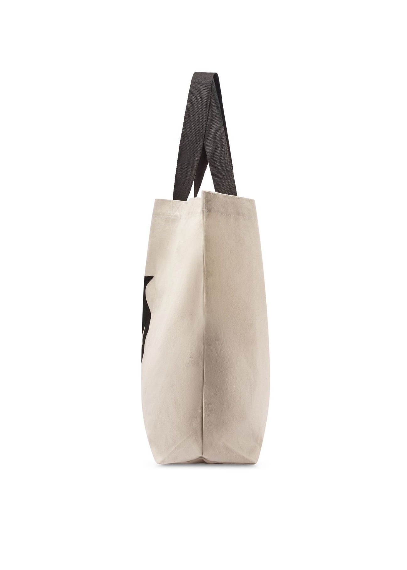 Kremowa bawełniana torba TOREN-0136-0C(W26) - widok produktu z boku, na białym tle.  