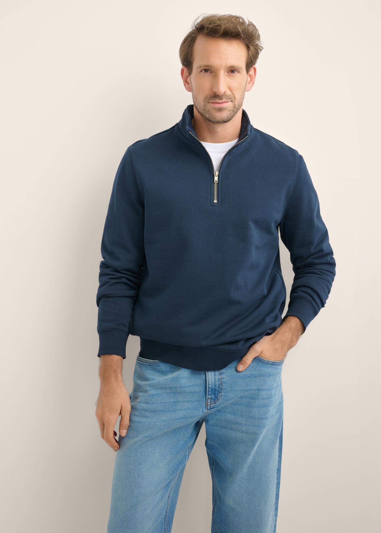 Granatowa dzianinowa bluza męska BLZMT-0084-7E(Z26)