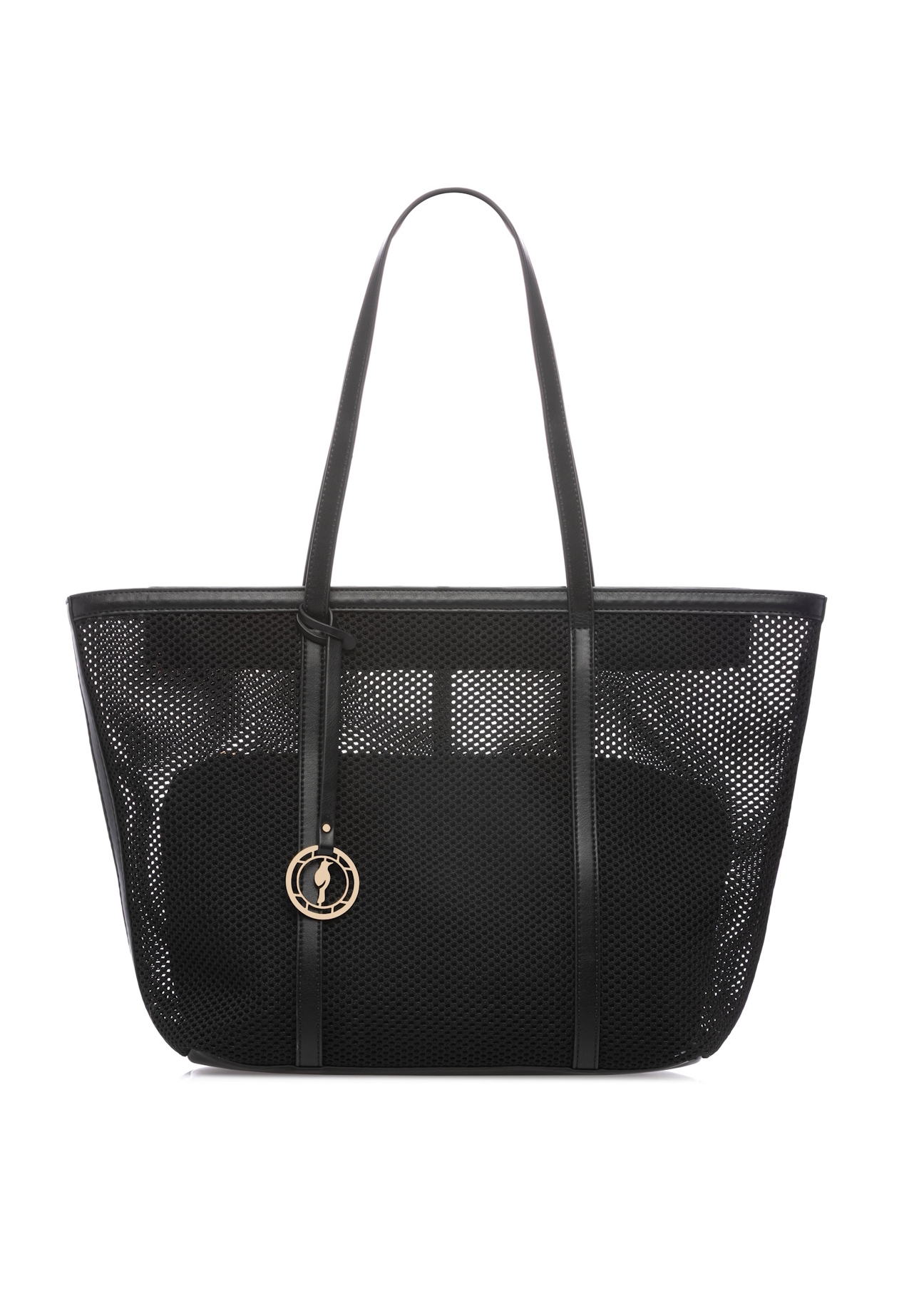 Duża siateczkowa torebka damska TOREC-1149-99(W26), widok produktu z przodu na białym tle.