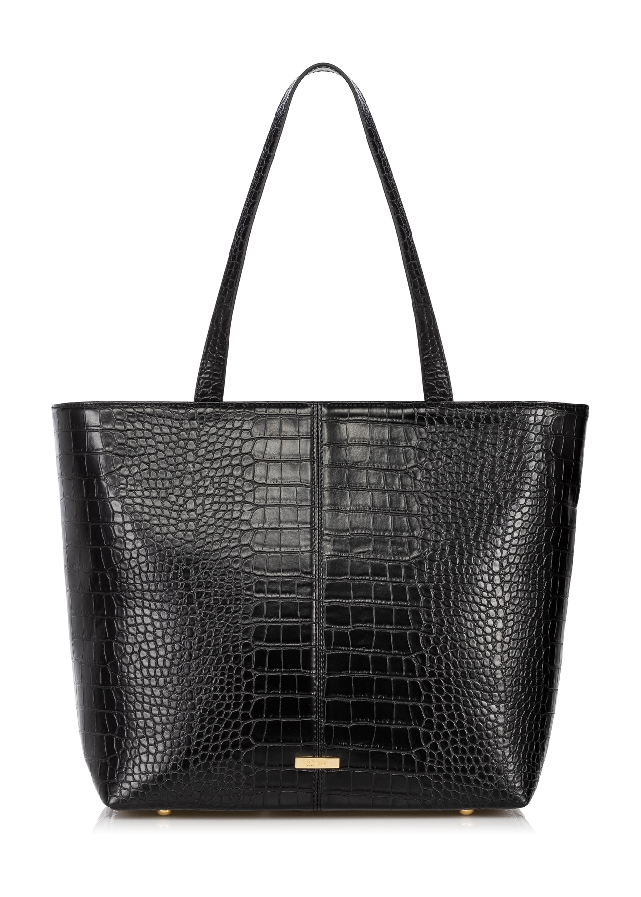 Czarna torebka shopper damska croco TOREC-0810-99(W23)-01