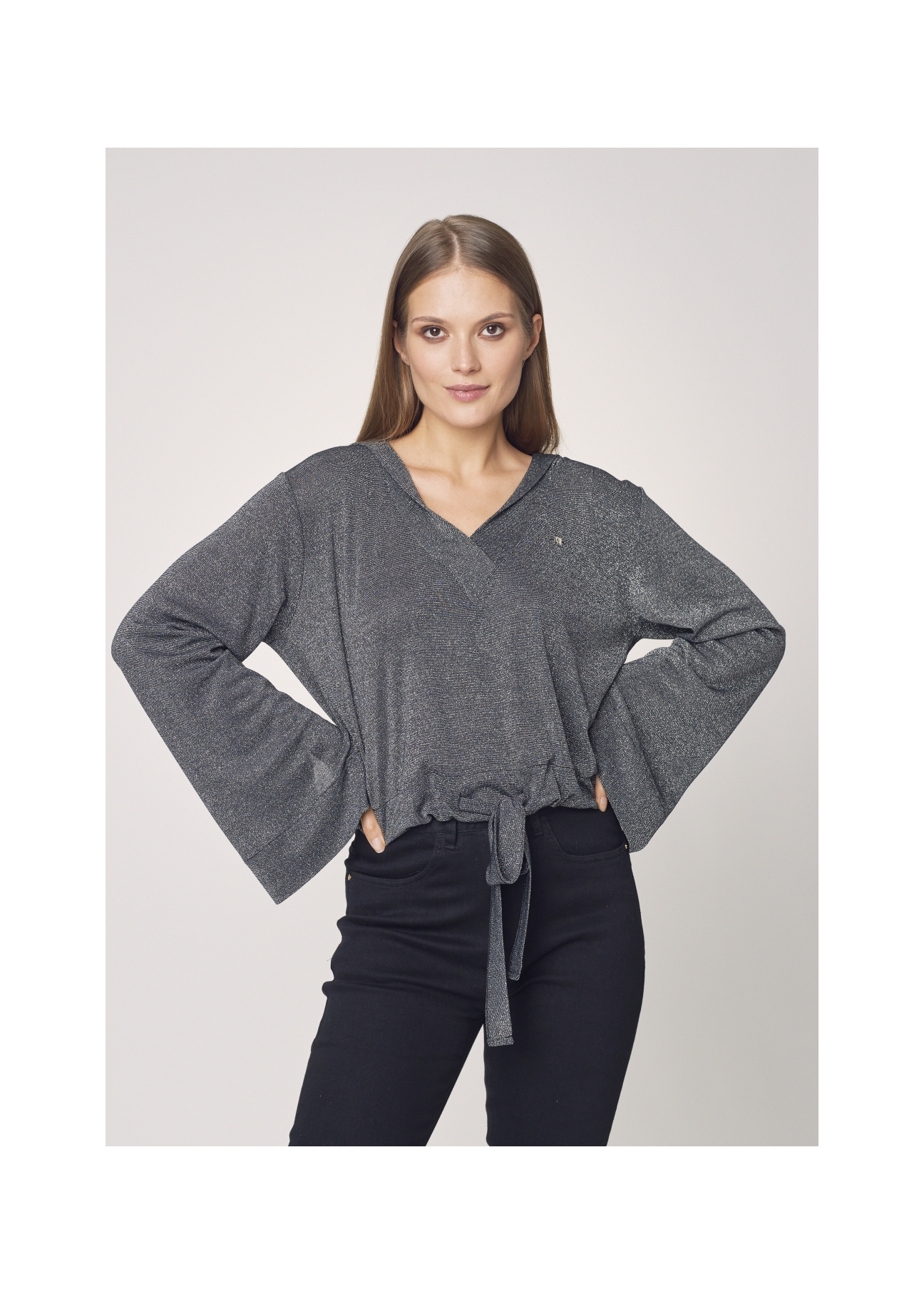 Bluza damska ze ściągaczem na dole BLZDT-0066-99(Z21)-02