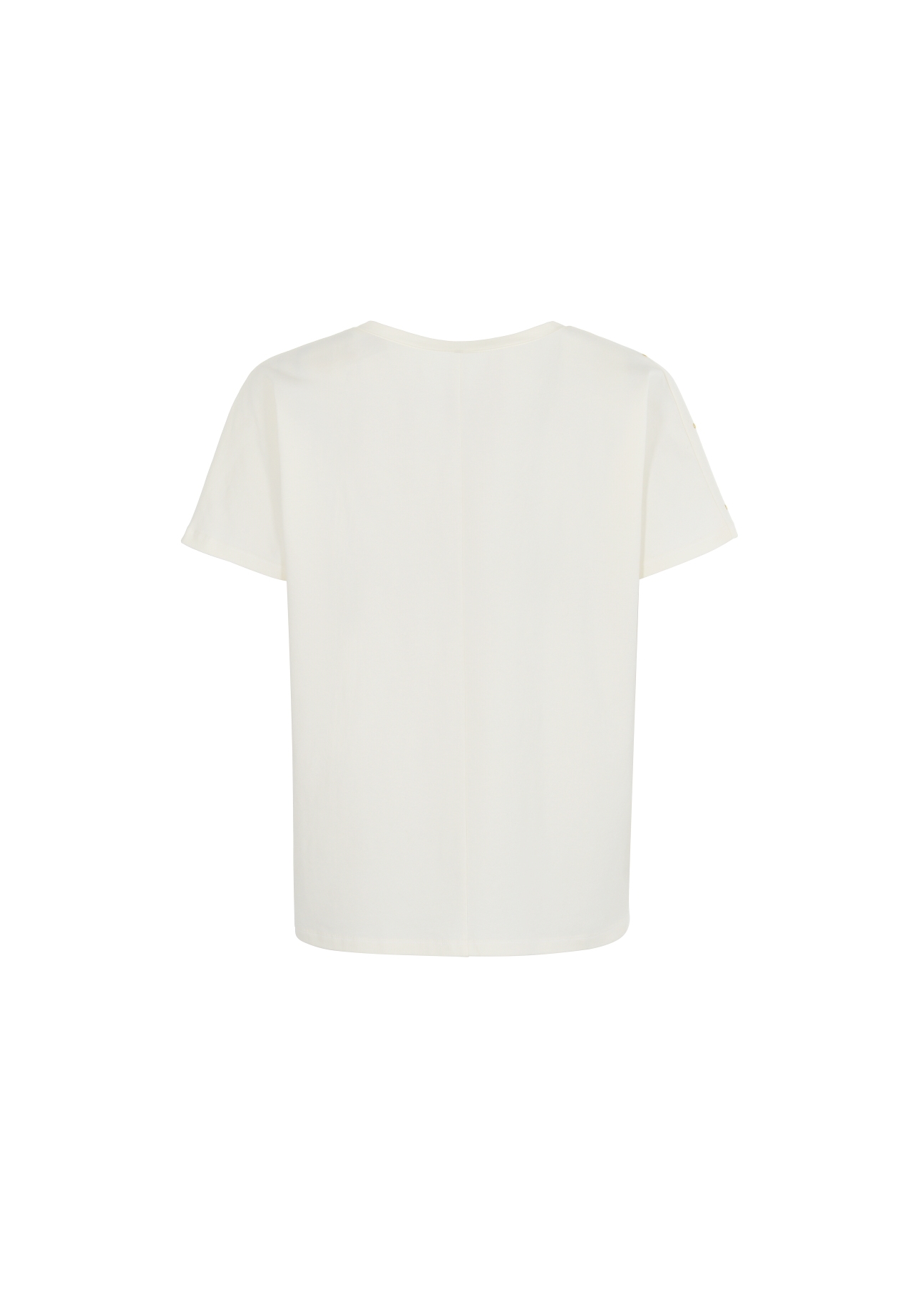 Mleczny T-shirt damski z aplikacją TSHDT-0092-12(W22)-04