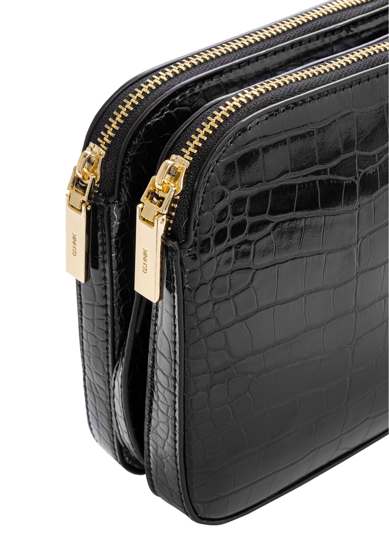 Mała czarna torebka damska croco TOREC-0205B-97(W23)-06