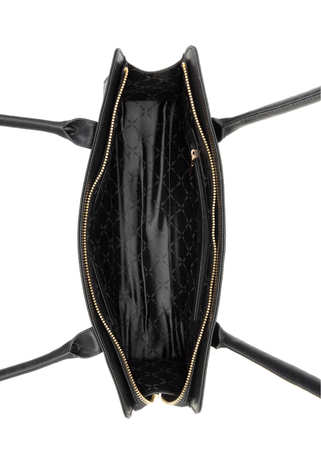 Czarna skórzana podłużna torebka damska TORES-1259-99(W26), widok produktu w środku na białym tle.