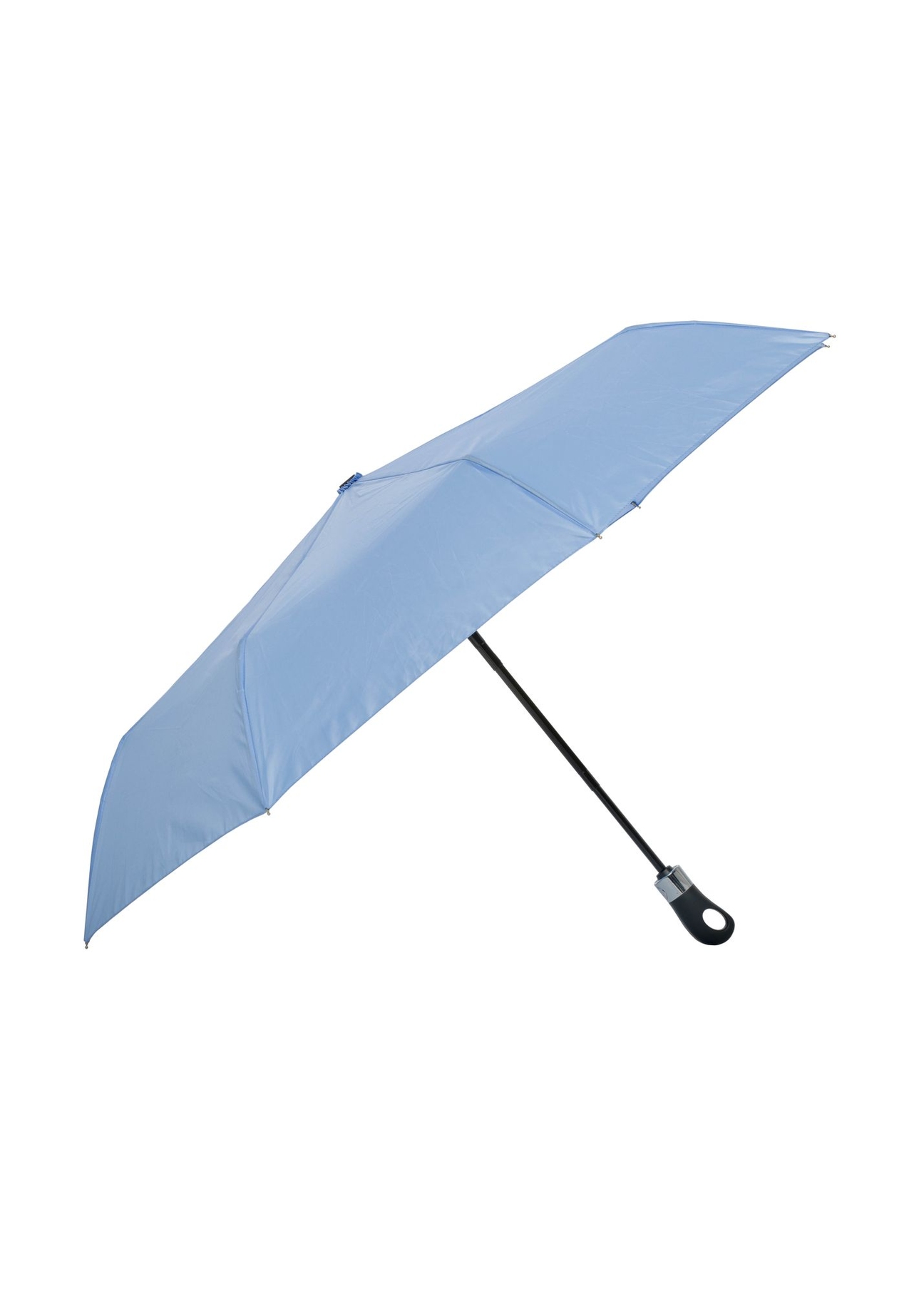Parasol damski w kolorze błękitnym PARSD-0012-7E(W26) - widok produktu z boku, na białym tle.