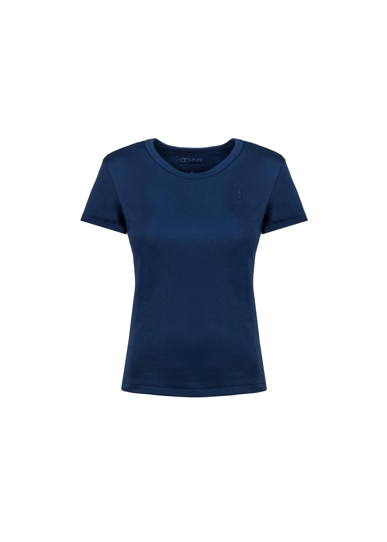 Granatowy T-shirt basic damski TSHDT-0076-69(Z21)-03